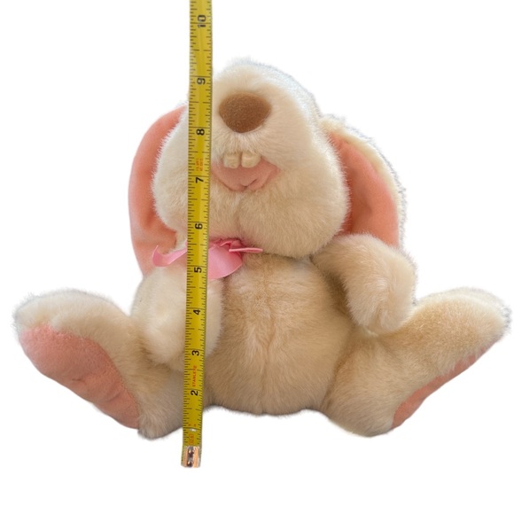 Mary Meyer Bunny Rabbit Hand Puppet Buck Teeth Pink Ears Feet Bow 9” Inches - Picture 7 of 7